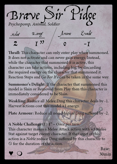 Stat Card: Brave Sir Pidge